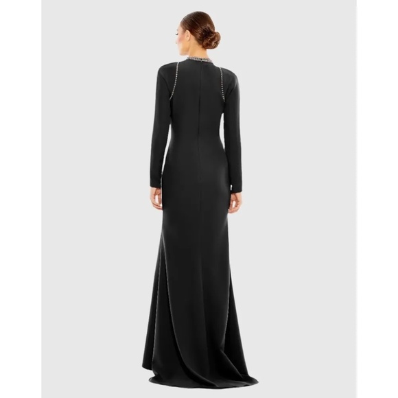 NWT Ieena for Mac Duggal Raglan Long Sleeve High Neck Gown - size 8 - Picture 2 of 9